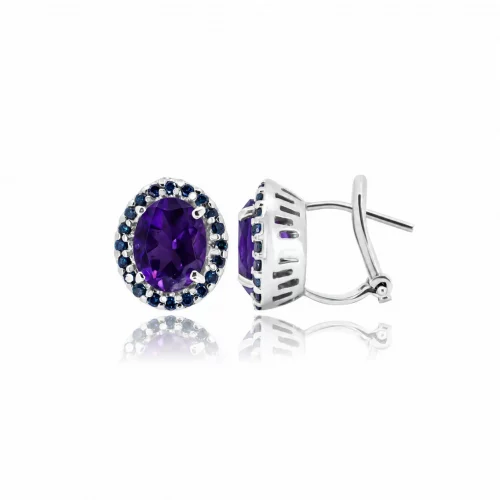 Orecchini Con Ametiste e Diamanti Blu