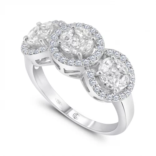 Anello Trilogy Pavè con Diamanti CT. 1.32