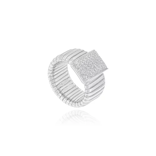 Anello a Fascia Tubogas con Diamanti