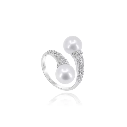 Anello Con Perle e Diamanti