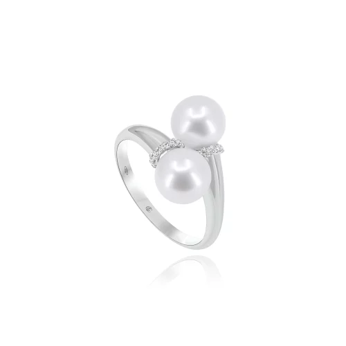 Anello Con Perle e Diamanti