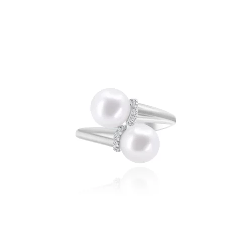 Anello Con Perle e Diamanti