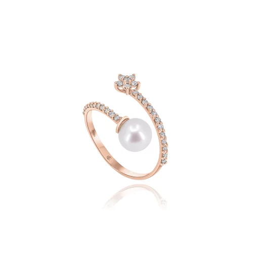 Anello Con Perla e Diamanti