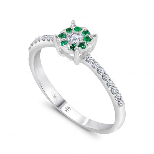 Anello con Smeraldo e Diamanti