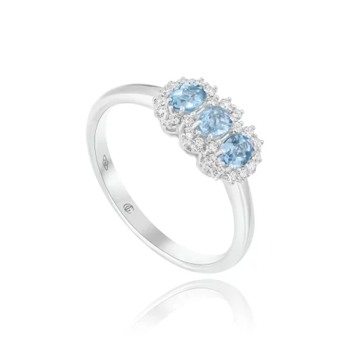 Anello con Acquamarina e Diamanti