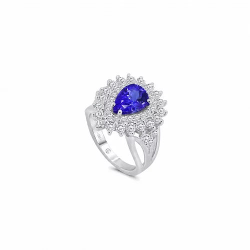 Anello Goccia con Tanzanite e Diamanti