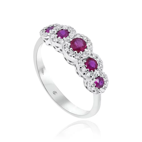 Anello Veretta con Rubini e Diamanti