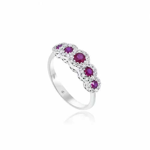 Anello Veretta con Rubini e Diamanti