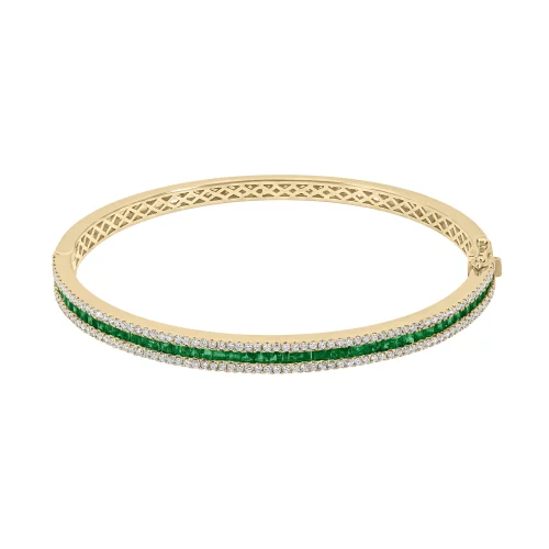 Bracciale Rigido con Smeraldi e Diamanti