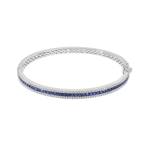 Bracciale Rigido con Zaffiri e Diamanti
