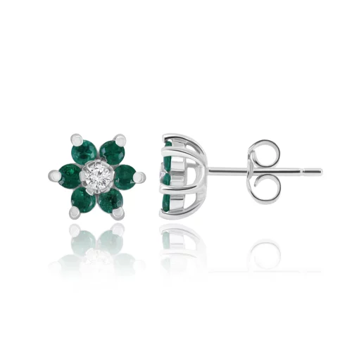 Orecchini Fiore con Smeraldi e Diamanti