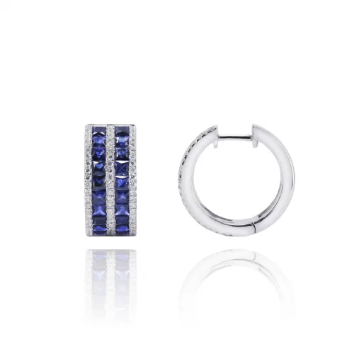 Orecchini a Cerchio con Zaffiri e Diamanti