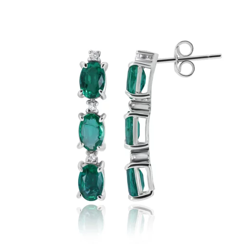 Orecchini Trilogy con Smeraldi e Diamanti