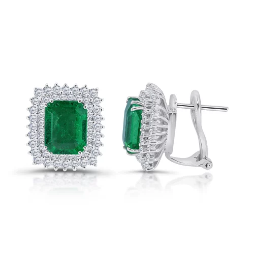 Orecchini con Smeraldi Ottagonali e Diamanti
