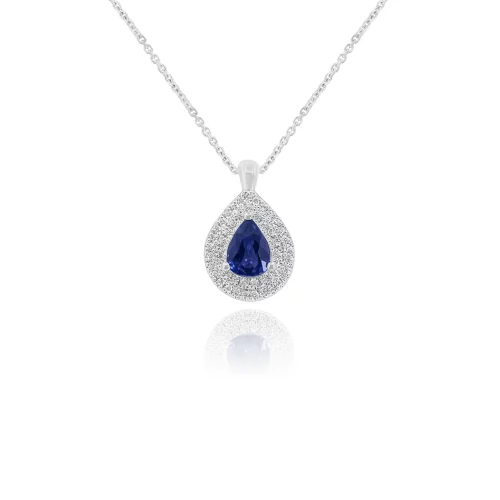 Pendente Goccia con Zaffiro e Diamanti