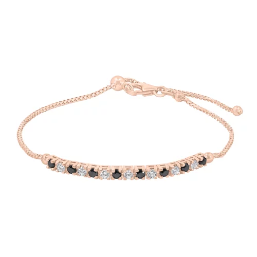 Bracciale Mezzo Tennis con Diamanti Bianchi e Neri