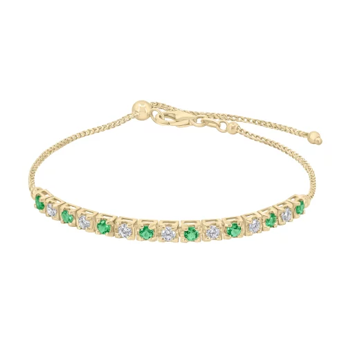 Bracciale Mezzo Tennis con Smeraldi e Diamanti