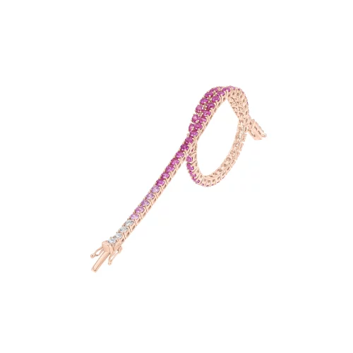 Bracciale Tennis con Rubini Rosa e Diamanti