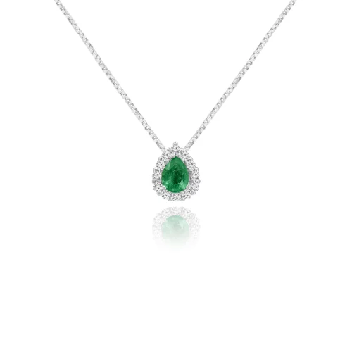 Pendente Goccia con Smeraldo e Diamanti