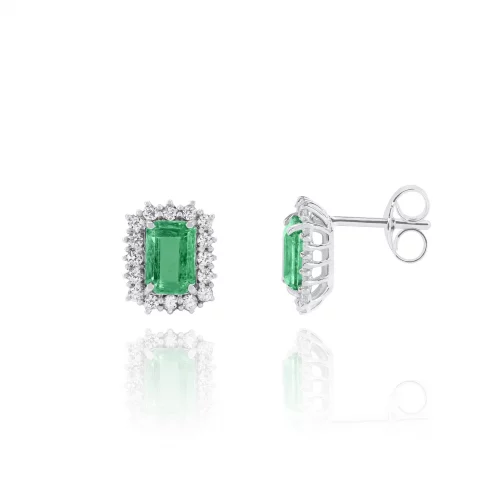 Orecchini Ottagonali con Smeraldi e Diamanti