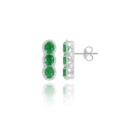 Orecchini Trilogy con Smeraldi e Diamanti