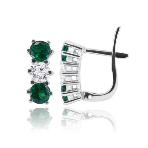 Orecchini Trilogy con Smeraldi e Diamanti