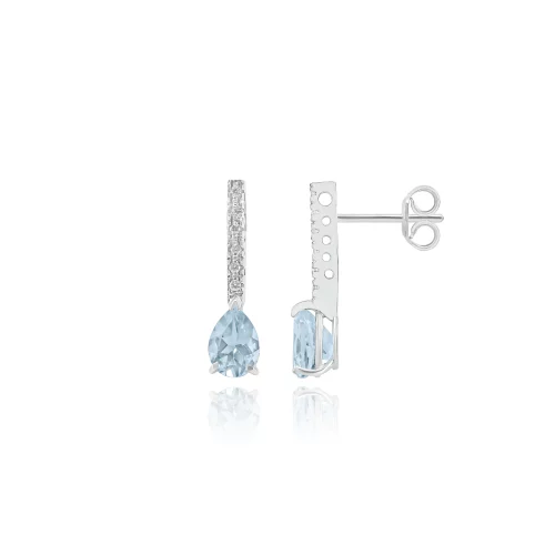 Orecchini Goccia con Acquamarina e Diamanti