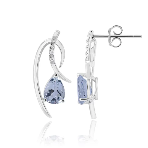 Orecchini Goccia con Acquamarina e Diamanti