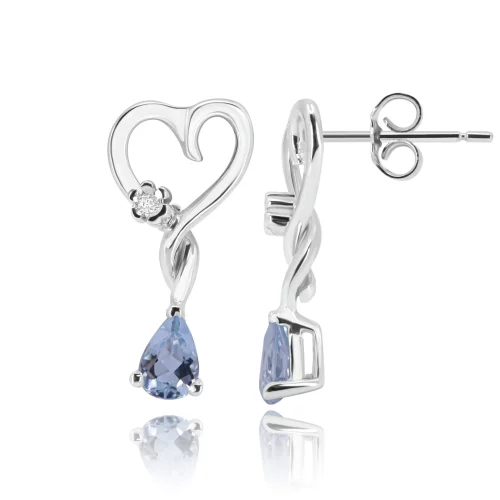 Orecchini Goccia con Acquamarina e Diamanti