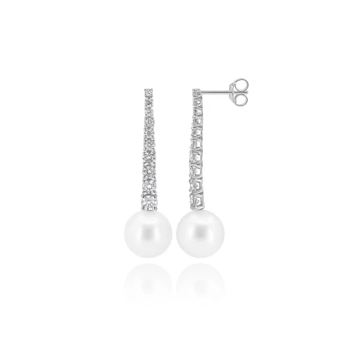 Orecchini Tennis con Perle e Diamanti