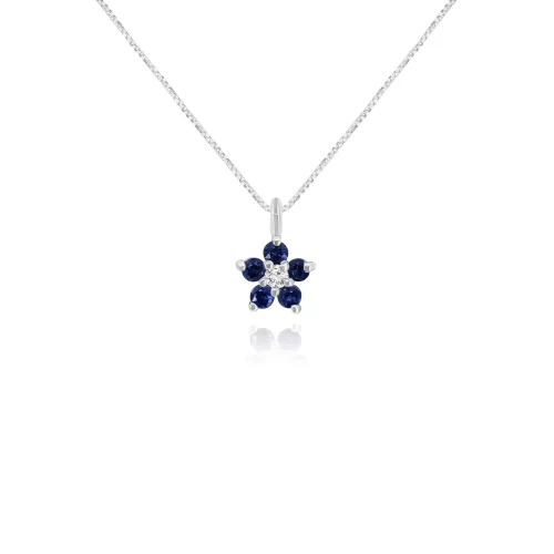 Pendente Fiore con Zaffiri e Diamante
