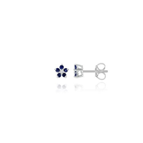 Orecchini Fiore con Zaffiri e Diamanti