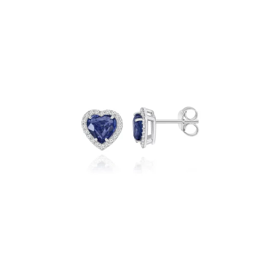 Orecchini Cuore con Zaffiri e Diamanti