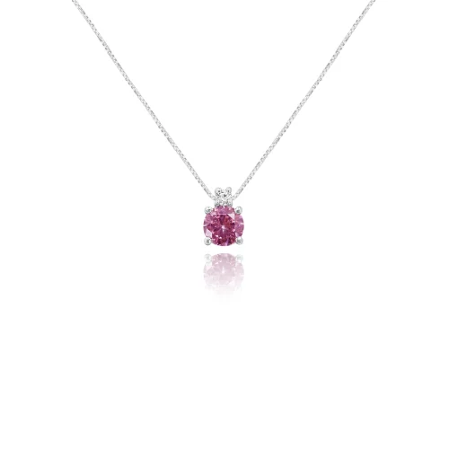 Pendente con Quarzo Rosa e Diamante