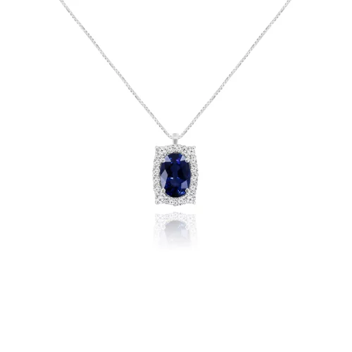 Pendente con Zaffiro e Diamanti