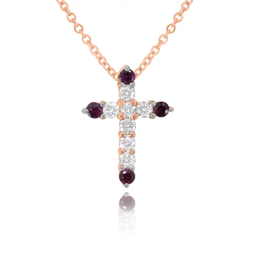 Pendente Croce con Rubini e Diamanti