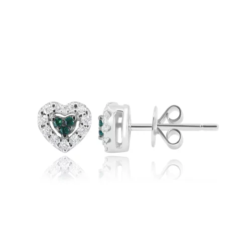 Orecchini Cuore con Smeraldi e Diamanti