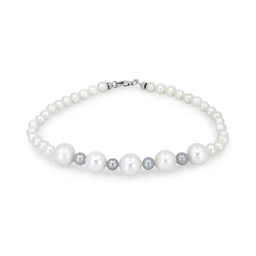 Bracciale Perle Acqua Dolce Bianche e Grigie