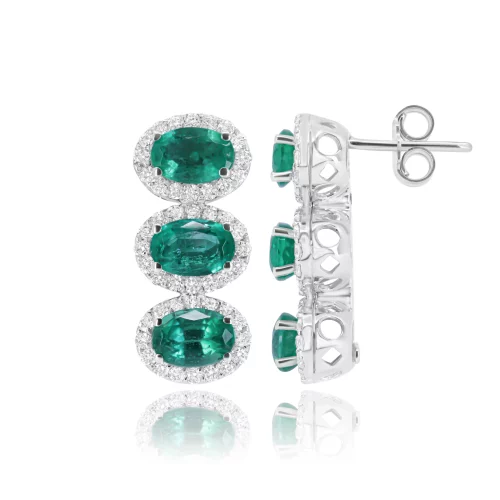 Orecchini Trilogy con Smeraldi e Diamanti