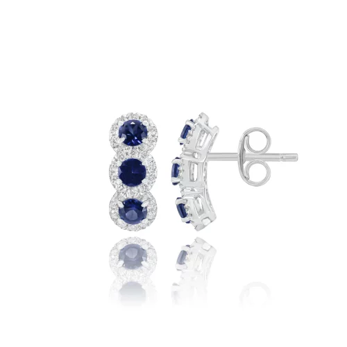 Orecchini Trilogy con Zaffiri e Diamanti