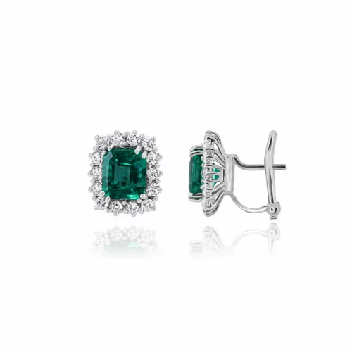 Orecchini con Smeraldi Ottagonali e Diamanti