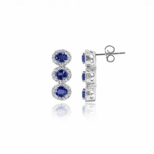 Orecchini Trilogy con Zaffiri e Diamanti