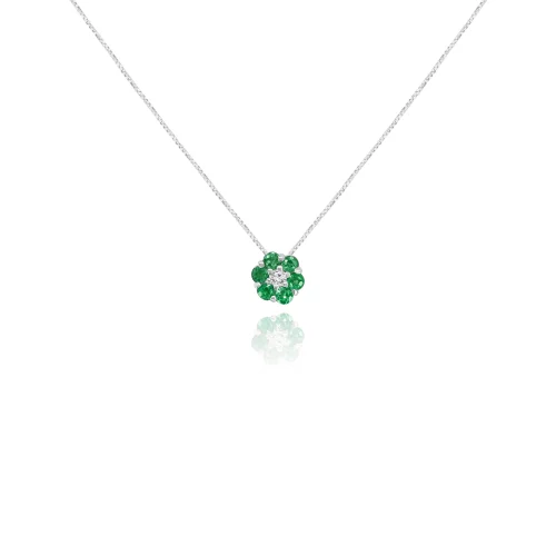 Pendente Fiore con Smeraldi e Diamante