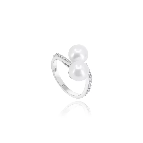 Anello Con Perle e Diamanti