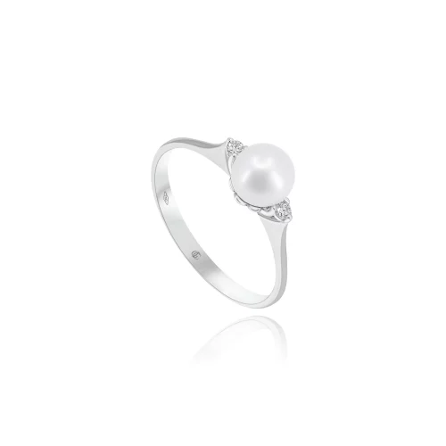 Anello Con Perla e Diamanti