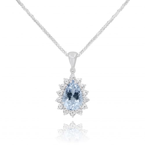 Pendente Goccia con Acquamarina e Diamanti