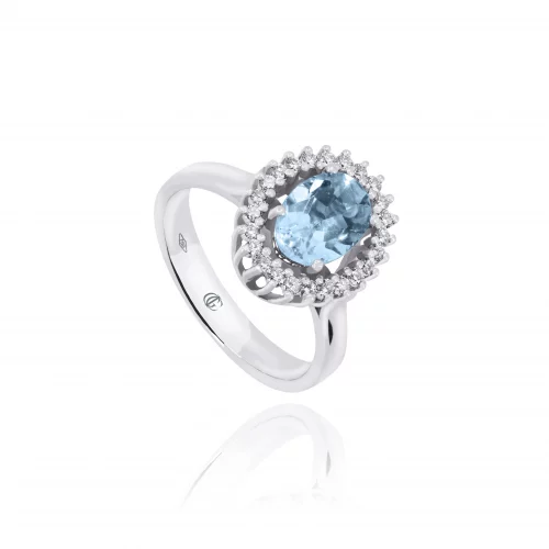 Anello con Acquamarina e Diamanti