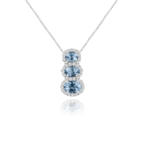 Pendente Trilogy con Acquamarina e Diamanti