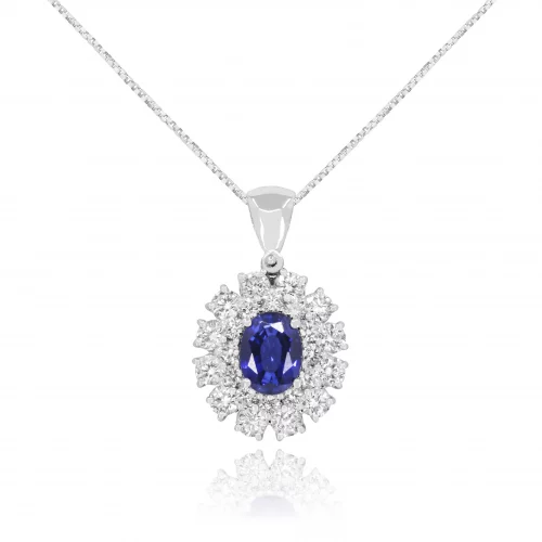 Pendente con Zaffiro e Diamanti