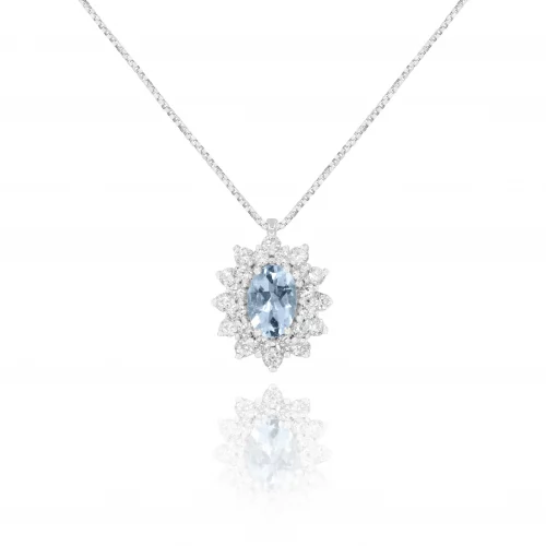 Pendente con Acquamarina e Diamanti